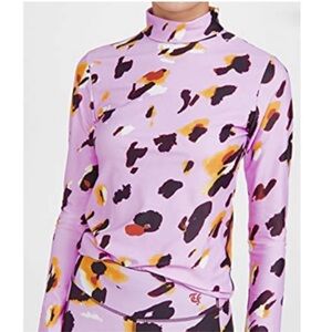 Twin Fantasy Lilac Leopard Print Turtleneck Long Sleeve Top Italian Fabric S